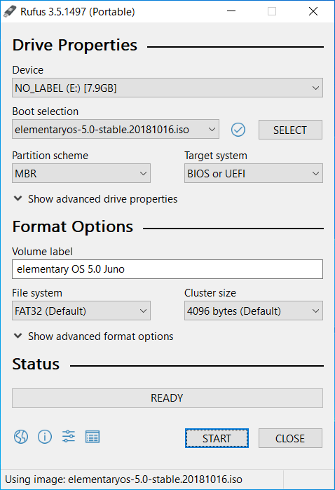 Rufus - sélectionnez ISO