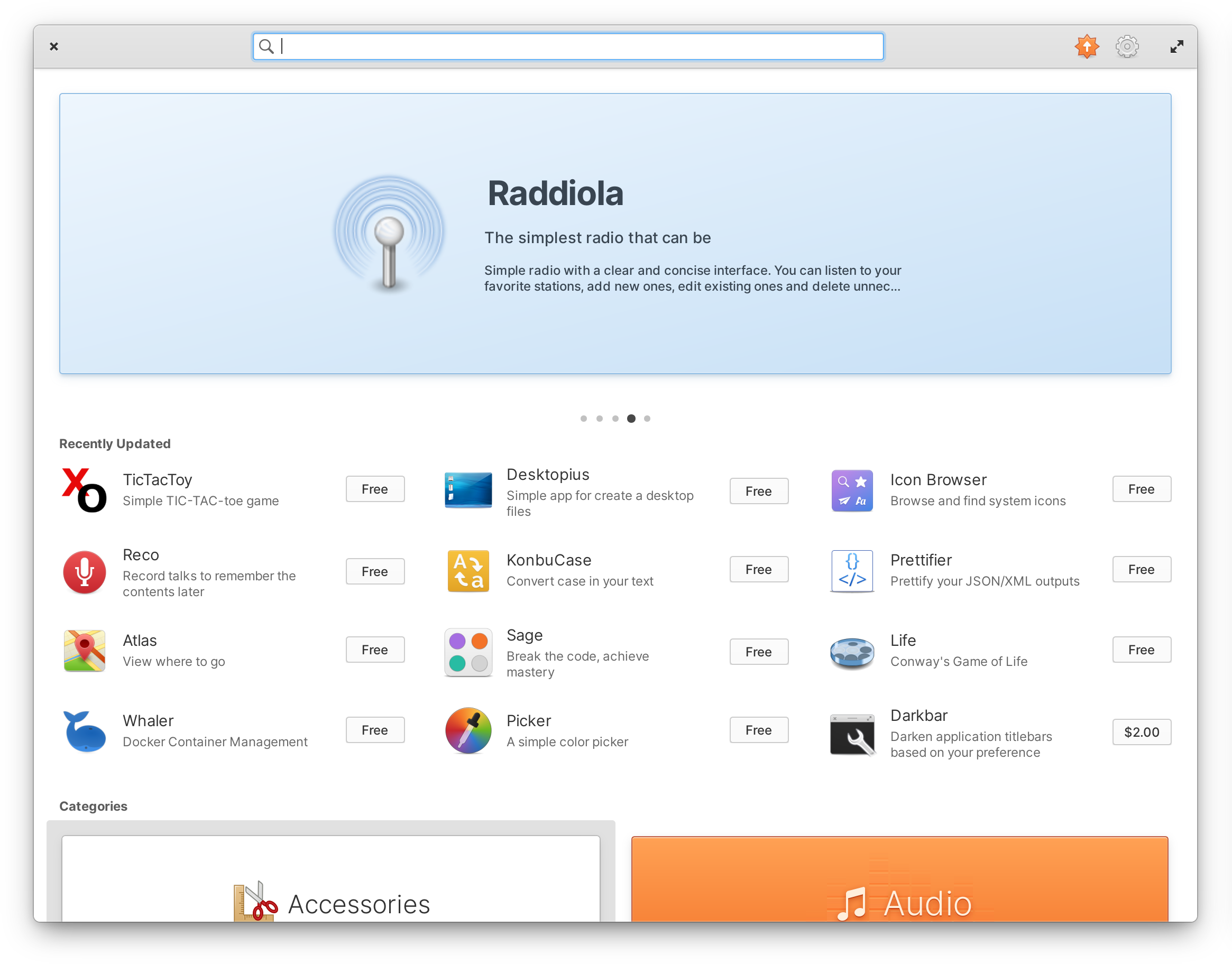 elementary OS AppCenter home page