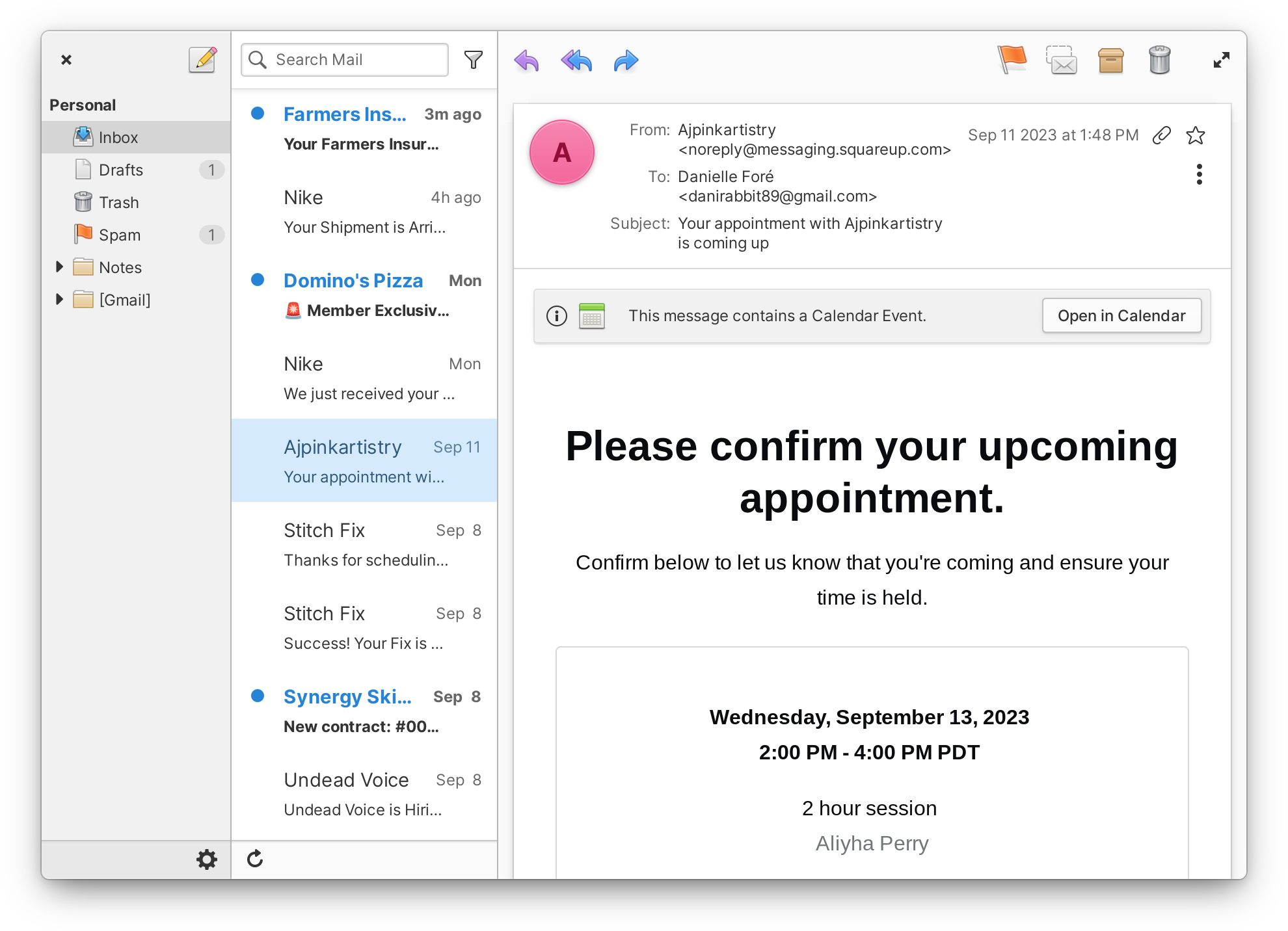 Mail screenshot