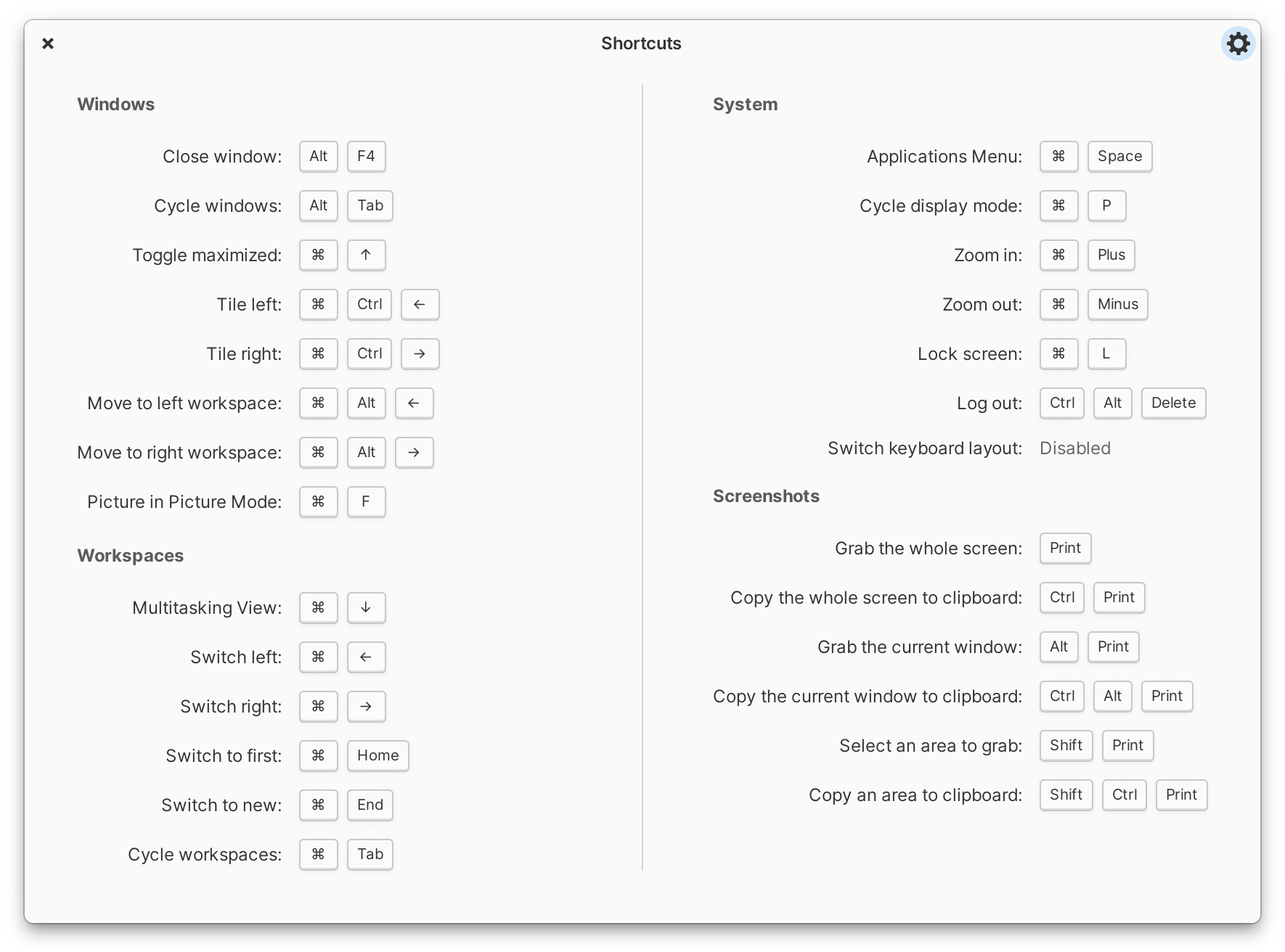 elementary OS-tastatursnarveier